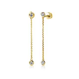 Серьги на цепочках с бриллиантами