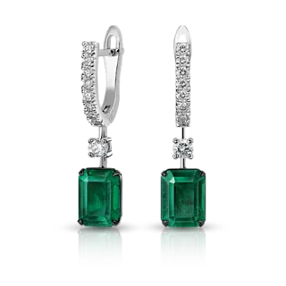 Золотые серьги с замбийскими изумрудами и бриллиантами