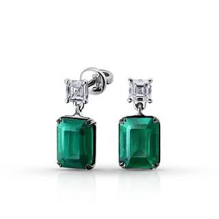 Серьги с изумрудами и бриллиантами 