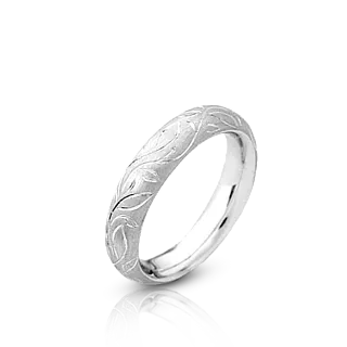 Обручальное кольцо **HARMONY** из белого золота с природным орнаментом