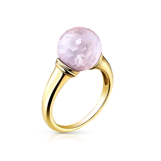 Кольцо с граненым розовым кварцем
