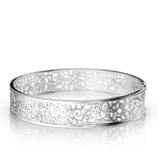 Широкий браслет HELIX из белого золота