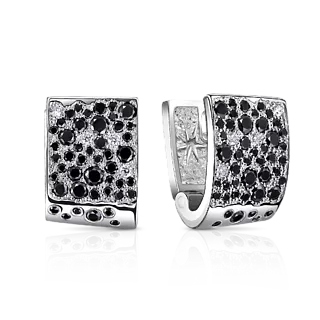 Серьги с черными и бесцветными бриллиантами