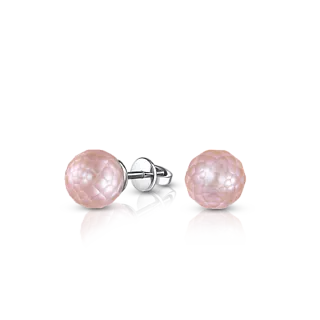 Серьги-пусеты с розовым граненным жемчугом