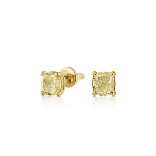 Золотые серьги-пусеты с желтыми бриллиантами