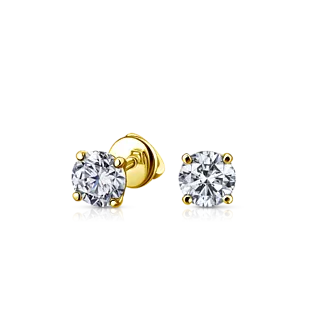 Золотые серьги-пусеты с бриллиантами