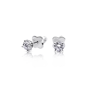 Золотые серьги-пусеты с бриллиантами