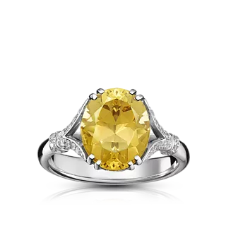 Кольцо с гелиодором и бриллиантами 