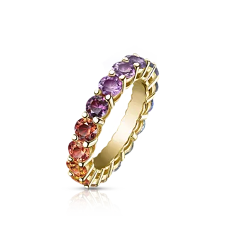 Кольцо с цветными сапфирами