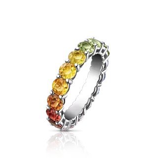 Кольцо с цветными сапфирами