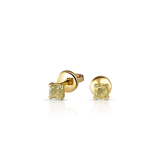 Золотые серьги-пусеты с желтыми бриллиантами