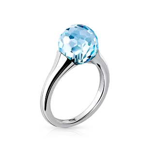 Кольцо с граненым голубым топазом
