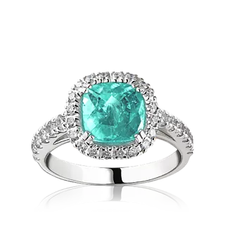 Кольцо с турмалином Параиба и бриллиантами