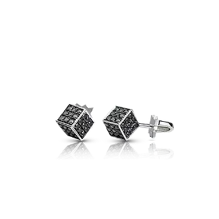 Серьги **CUBE** с черными бриллиантами.