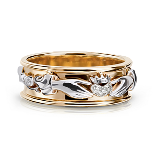 Обручальное кольцо CLADDAGH с бриллиантами.