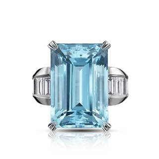 Кольцо с аквамарином и бриллиантами