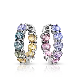 Серьги с цветными сапфирами 